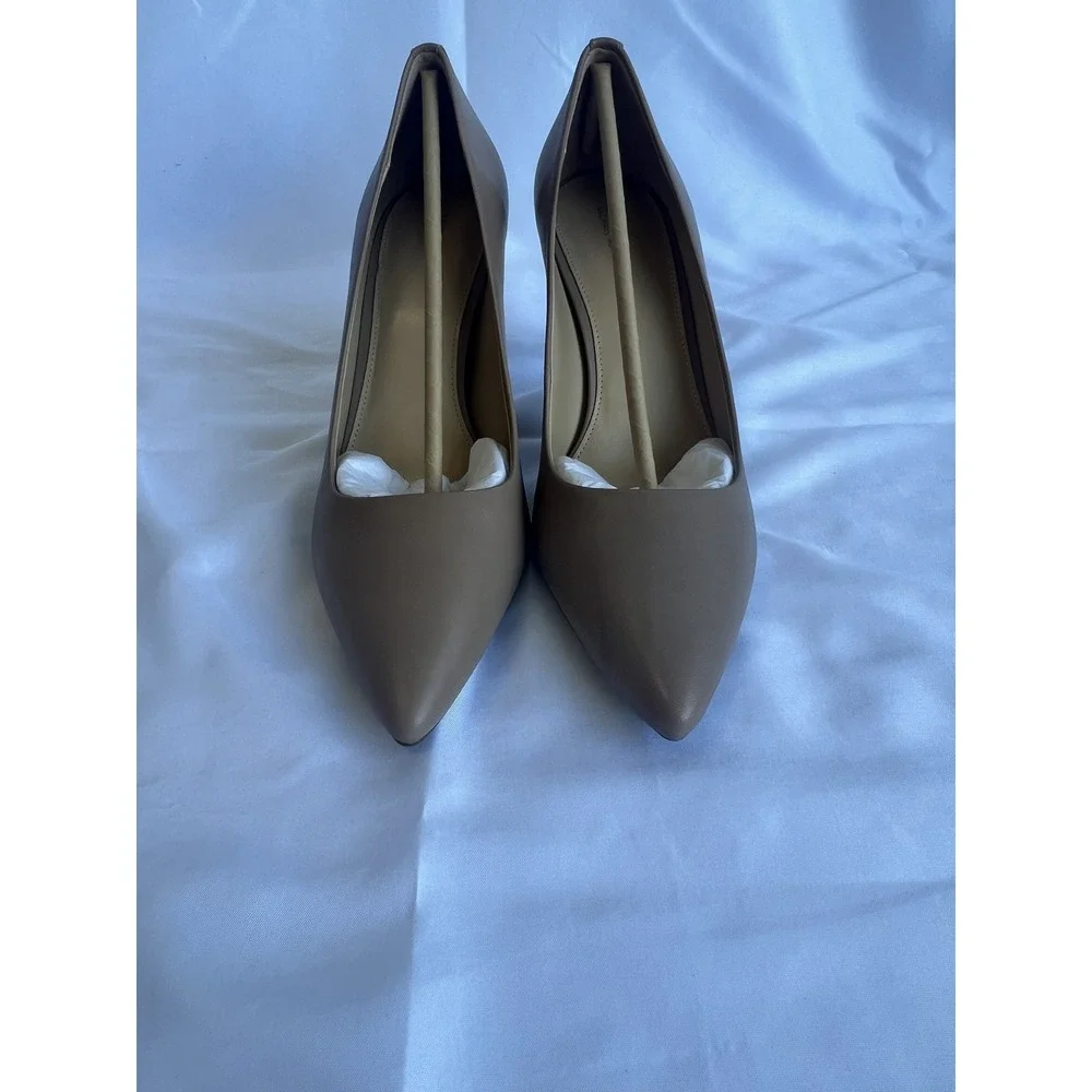 Michael Kors Dorothy Flex Pump Leather Dk Khaki Pointed Toe Heels 40S8DOMP2L 10M